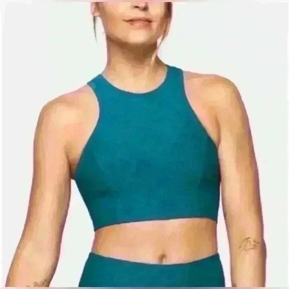 Outdoor Voices Athena Crop Top Sports Bra Emerald Teal Women's S - Picture 2 of 12